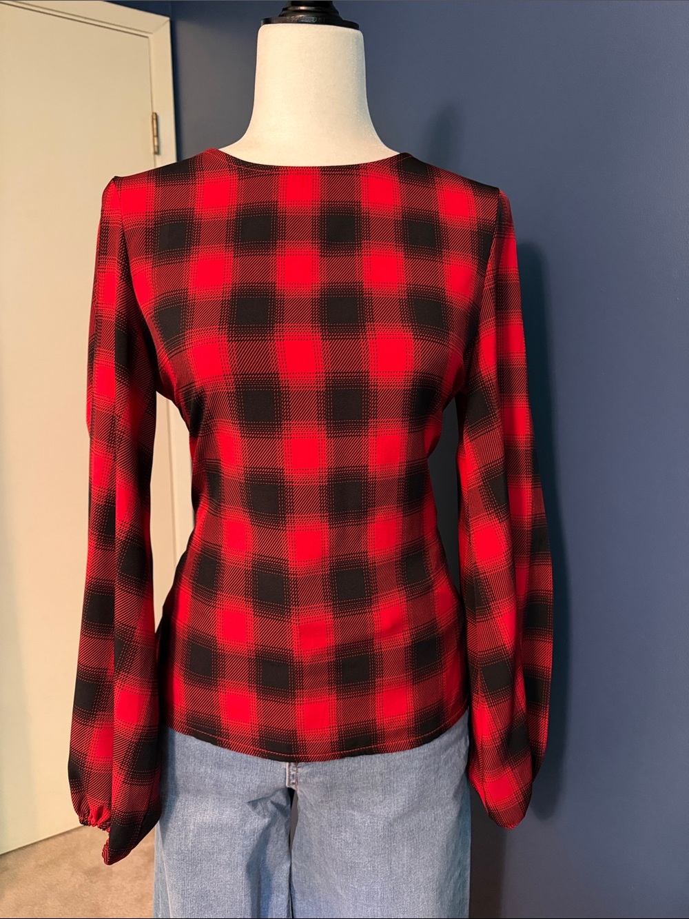 Red & Black Plaid Women's Long-Sleeve Top